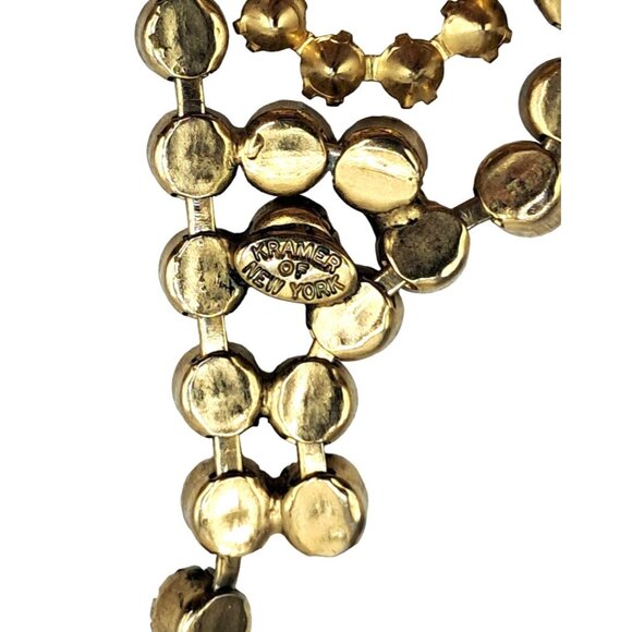 Vintage Kramer Jewelry Set Rhinestone Necklace Earrings Champagne Topaz Aurora B - Picture 7 of 15